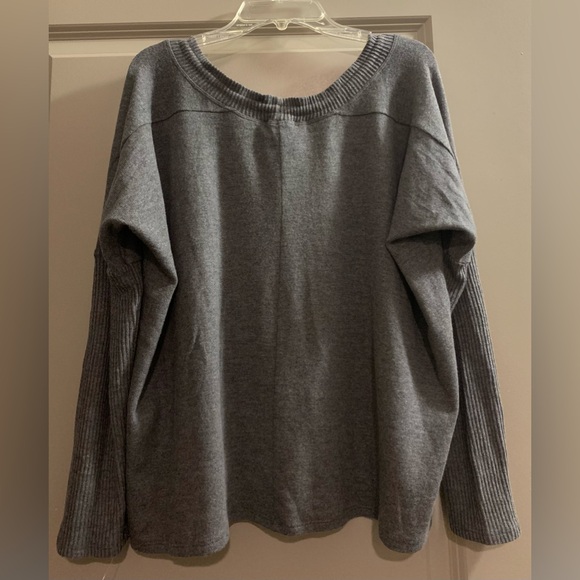 Johnny Was Calme Tunnel Neck Drawstring Crop Sweater in Grey size Small NWT - Picture 6 of 14